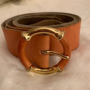 J.Crew rusty rose leather and gold belt